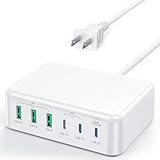 USB C充電器、150W 6ポート充電デスクトップハブ[3 USB-C+3 USB-A]、PD+QC3.0マルチポート急速充電ステーション、に対応 iPhone 12/13/14/15/16/Glaxy S21/S22/S23/S24/Pixel/Note/スマートフォン/ラップトップ/タブレット