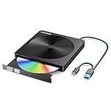 DVD/CDドライブ 外付け CD模様デザイン USB3.2(Gen1)/3.0&Type-C Windows/Linux/Mac OS 内蔵ケーブル 書込みソフト バスパワー(給電ケーブル付き) 薄型ポータブル