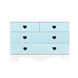 アルファタカバ 子供部屋に置きたいキッズチェスト ポップハート 幅100cm3段タイプ パステルブルー(取っ手ブラック)