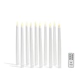 ホワイトのテーパキャンドルwith WarmホワイトLED、滑らかなワックス仕上げ、LampLust Vigilコレクション、電池&リモート含ま Set of 10 - 10" ホワイト LC0038