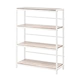 木目調ラック Nano ナノ スチール製 可動棚 幅75cm (4段, ホワイト)