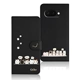 Qribo Google Pixel 9a ケース 手帳型 ピクセル9a 手帳ケース Pixel9a カバー シンプルなのに可愛いデザイン エンボス加工猫柄 うれしい気持ち 6.3インチ対応 グーグルピクセル9aケース ピクセル9aカバー グーグル Pixel9a スマホケース ピクセル9a ケース 手帳型 薄型 防水 の耐久性 滑り防止 美しい 贈り物 友達 - ブラック