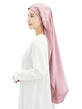 [NICOCRAFT] ナイトキャップ シルク100% ロングヘア用 筒型 就寝用 ヘアキャップ レディース 摩擦レス 寝癖防止 保湿ケア 90cm (ペールピンク)