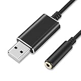 USB オーディオ 変換ケーブル USB外付けサウンドカード USB2.0 オス to 3.5mm メス イヤホンジャック 4極 TRRS 1m Windows Mac OS Linux Chromebook PS4 PS5などに対応 ブラック