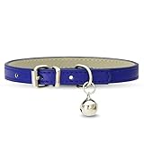 [LaLUCA GOODS] 犬 首輪 猫 首輪 鈴 定番 スタンダード PU レザー シンプル 小型犬 中型犬 ドッグ 散歩 カラフル ダークブルー（鈴あり） S