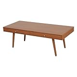 テーブル センターテーブル 両側開閉 引き出し2杯 無垢脚 幅110cm コーヒーテーブル ブラウン