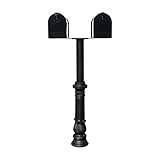 The Hanford Twin Mailbox Post System with Fluted Base, 2 E1 Mailboxes and Mounting Bracket by Qualar