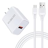 ChrisPow アンドロイド充電器 マイクロb usbケーブル micro b【 1.83m 18W qc3.0対応 2.4A出力】Android充電 充電ケーブルタイプｂ micro スマホ充電器 マイクロb usbケーブル type bケーブル usb充電 type b acアダプター コンセント 電源アダプタ(ホワイト)
