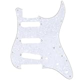 Musiclily Pro 72年式11穴 ストラトキャスター用ピックガード日本製Fender Japan Stratエレキギター用、ホワイトパール4P