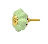 Set of 2 pastel Green ceramic knobs porcelain drawer cabinet pulls handles