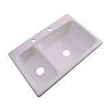 Thermocast Wyndham 33 x 22インチキャストアクリルダブルボウルキッチンシンク、Innocentブラッシュ