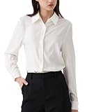[YASHIGE] ブラウス ワイシャツ カッターシャツ レディース ドレスシャツ 長袖 無地 通勤 就活 オフィス 事務服 ビジネス ユニフォーム ノーアイロン 形態安定 ストレッチ 新生活 ホワイトL