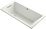 KOHLER 1121-W1-NY Underscore 60-Inch x 30-Inch Drop-In Bath with Bask Heated Surface and End Drain, 