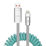 充電ケーブル Type-C 純正 ライトニングケーブル 急速充電/超高耐久/高速転送 二重ナイロン キレイにまとまる 収納便利 バネ スパイラル かわいいカラー (USB-A & ライトニング)