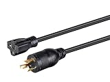 Monoprice 高耐久延長コード - 2フィート - ブラック | ロックコネクタ - NEMA L5-20P - NEMA 5-15/20R 12AWG 20A Sjtw、125V