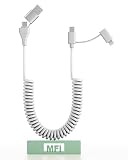 USB Type C ケーブル ライトニングケーブル 4 in 1 - PD 60W/27W USB C 高速充電 & データ同期マルチ充電器コード、iPhone/Pad/Android/ラップトップ用 カール ライトニングケーブル、Apple CarPlay と Android Auto をサポート