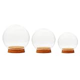 F Fityle 手作り　ガラス　球の形　カバー　容器　装飾的　置物　木製コルク　3個　　　