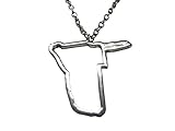 Silver Tonedナミビアマップアウトラインペンダントネックレス