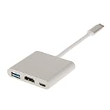 USB 3.1 Type-C オス―HDMI USB3.0 メス　マルチポート　3出力ポート　変換アダプタ - ゴールド