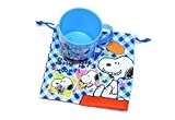 スヌーピー　SNOOPY　コップ＆巾着セット (青・ブルー)