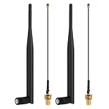 ADOFUN デュアルバンド WiFi 2.4GHz 6dbi アンテナ IPEX 4 から RP SMA オス 2.4G アンテナ 90 度直角折り SMAオスコネクタ IPEXケーブル付き 90 度直角折り返しリード 2.4GHz Wi-Fi ブルートゥース対応 （2個セット）