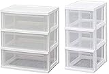 【収納2点セット】アイリスオーヤマ チェスト (3段ワイド + 3段スリム) 日本製 完成品 プラスチック天板 ワイド 幅54cm×奥行40cm×高さ62.5cm/ スリム 幅30.9×奥行40×高さ62.5cm