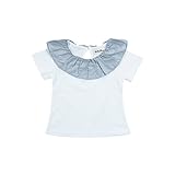Cutelove 2017年新品　夏　ベビー服　女の子　赤ちゃん　Tシャツ　トップス　荷葉の襟 コットン　無地　ホワイト　欧米風　半袖　可愛い