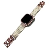 [YGGSTORE] Apple Watch互換品 バンド パール チェーン ベルト 4連 調整工具不要 (ローズゴールド, 40mm/41mm/42mm用)