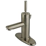 Kingston Brass KS8208DL Concord Single Handle Lavatory Faucet With Brass Pop-Up and Plate, Satin Nic