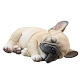 Dovhmoh フレンチブルドッグ彫刻飾り犬の像置物屋外の庭の装飾ギフト-横たわっている犬