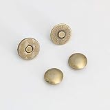 両面カシメ式 薄型マグネットホック マグネットボタン レザークラフト 材料 金具 10組セット (薄型14mm, アンティークゴールド)