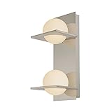 Alico Industries bv9132 – 10 – 16 Mオービットコレクション2-light垂直Vanity器具、マットサテンニッケル仕上げwithホワイトオパールガラスOrbs