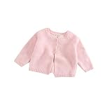 ANKECHANG ベビー服 カーディガン 長袖カーデ 女の子 キッズ 綿 シンプル 純色 0-3歳 size 70 (ピンク)
