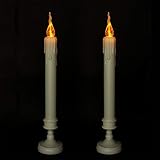 2本セット LEDキャンドルライト テーパキャンドル 電池式電子スリムLEDちらつきキャンドル フェイクテーパキャンドル、ウェディングパーティーハロウィーン感謝祭 – 電池含まない (L)