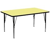 Flash Furniture XU-A3672-REC-YEL-T-P-GG Rectangular Activity Table with Yellow Thermal Fused Laminat