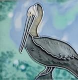 Pelican Bird装飾セラミック壁アートタイル6 x 6