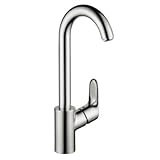 Hansgrohe 04507フォーカスhigh-arcバー蛇口with Quick Cleanエアレーター – Includes Li、 Chrome クローム 04507001 1