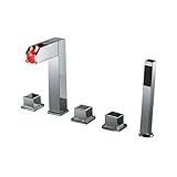 3色LED蛇口ランプの温度制御変色近代的なミニマリストの浴槽の蛇口 [並行輸入品]