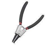 uxcell サークリッププライヤー ノーズプライヤ ブラック レッド 15cm 長い ベントノーズ