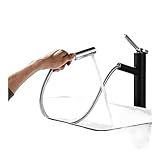 蛇口 洗面台 水栓 洗面水栓 洗面蛇口 洗面ボウル用水栓 洗面ボウル用混合栓 ハンドシャワーヘッド付洗面ボウル用水栓 浴室用水栓 キッチン洗面台用水栓 洗面台蛇口 取付簡単(黒)