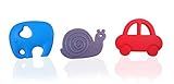 Teething Toy Set (3-pack) - Elephant, Snail and Car BPA Free Silicone Teethers [並行輸入品]