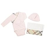 (バーバリーベビー) BURBERRY BABY ベビー服 出産祝い 3点セット (長袖ロンパース&キャップ&ポーチ) B98576PK 6Mサイズ [並行輸入品]