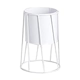 Vosarea プラントスタンド　植物ポットホルダー　メタル　フラワーポットホルダー　ガーデンホームオーナメント　アイロンハンガーラック（白）