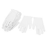 uxcell　作業手袋　帯電防止手袋　12ペア入り　ホワイト　テリレン　コットンブレンド　弾性　フルフィンガー