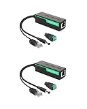 LINOVISION POE スプリッター、DC12V 2A 出力、10/100Mbps パワーオーバーイーサネット スプリッター、IEEE802.3af/at POE から DC 電源へのセキュリティ カメラ、スピーカー、VoIP 電話用 (2 パック)