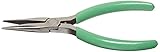 Xcelite LN55V Thin Long Nose Plier with Green Cushion Grip Handle, Serrated Jaw, 5-1/2' Length, 1-11