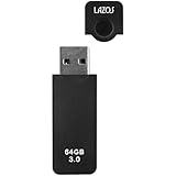 LAZOS キャップ式USBフラッシュメモリ (ブラック) 64GB