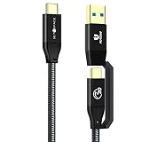 SETMSPACE usb c ケーブル USB A/USB C to USB C 2in1 充電ケーブル USB 3.2 type-c ケーブル 20Gbps超高速データ転送 タイプc ケーブル PD100W usbケーブル type-c 4K@60HZ usb pd ケーブル 0.3m