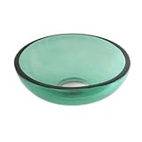 〔INK-0406016H〕　強化ガラス製　ラウンド　小サイズ　洗面ボウル　グリーン　【本体サイズ：W250*D250*H85】