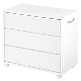 チェスト 木製 収納 キャスター ローチェスト サイドワゴン スリム おしゃれ タンス 整理 3段 ホワイト 白